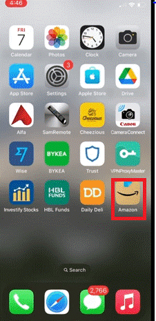 Open Amazon App on your iPhone