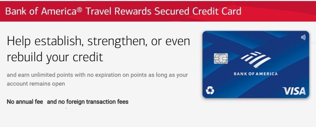 Features of the Bank of America® Travel Rewards Secured Credit Card