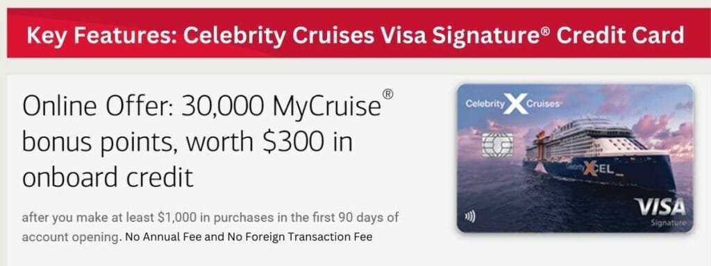 Key Features of the Celebrity Cruises Visa Signature® Credit Card